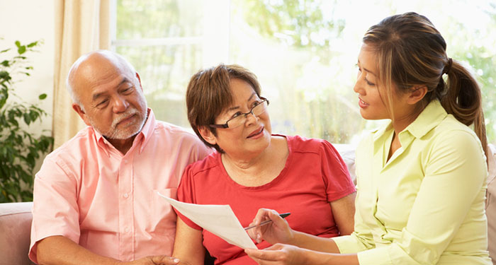 Senior couple getting financial advice