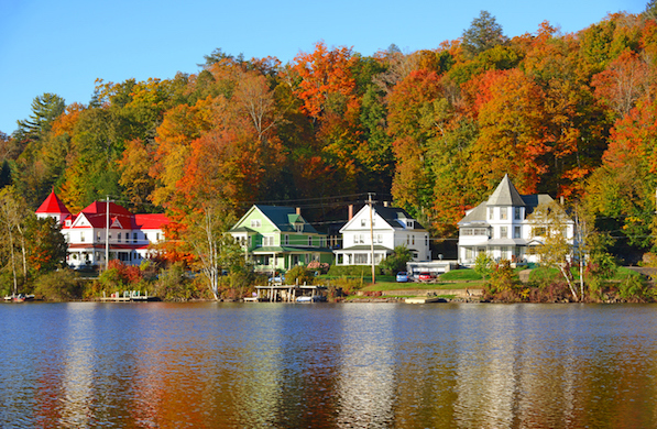 Autumn Foliage reflecting in Lake, Adirondacks, New York
